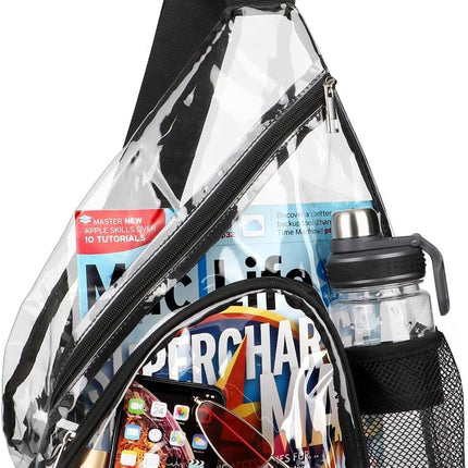 Clear Sling Bag, Clear Bag Stadium Approved, Transparent Shoulder Crossbody Backpack Chest Casual Daypack.