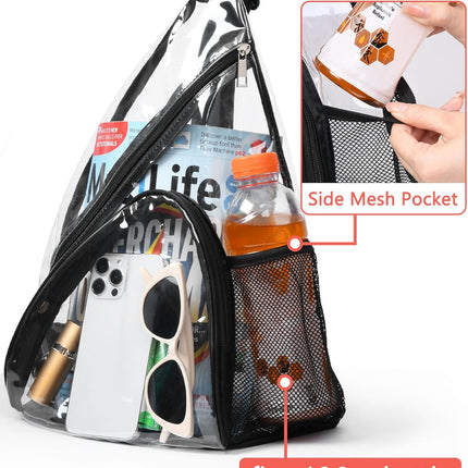 Clear Sling Bag, Clear Bag Stadium Approved, Transparent Shoulder Crossbody Backpack Chest Casual Daypack.
