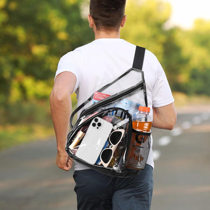 Clear Sling Bag, Clear Bag Stadium Approved, Transparent Shoulder Crossbody Backpack Chest Casual Daypack.