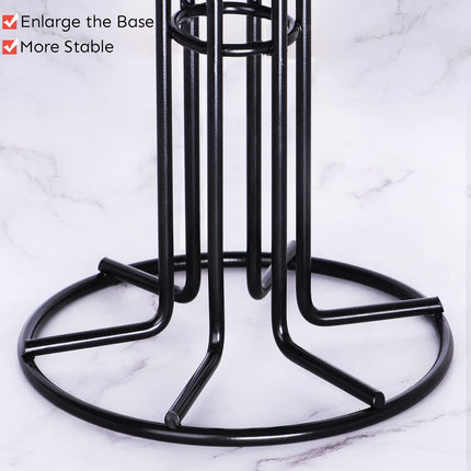 Mug Tree for Large Cups, Counter Coffee Mug Holder with 6 Hooks, Metal Coffee Cup Holder Tree, Standing Rack for Countertop, Kitchen Counter Decor, Black.