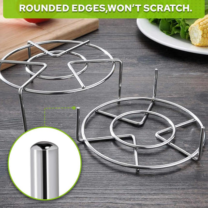 Steam Rack, 3-7/8" and 1-5/8" Tall Trivet for Instant Pot 6 Qt and 8 Qt, Heavy Duty 18/8 Stainless Steel Steamer Rack Fit Pressure Cooker.