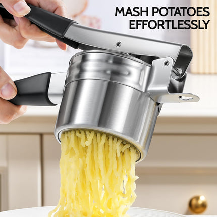 Potato Ricer,  Upgraded Stainless Steel Potato Masher with 3 Interchangeable Discs, Heavy Duty Kitchen Tool Gadget.