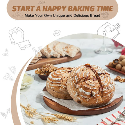 Sourdough Proofing Basket Gift Set, 9" Round and 10" Oval Banneton Bread Baking Supplies, Sourdough Baskets with Bread Lame, Danish Whish, Bowl Scraper, Sourdough Scraper, and Linen Liner.