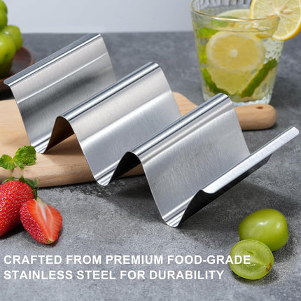 Taco Holder Stand, 6 Packs Stainless Steel Taco Rack Truck Tray Style, Oven, Grill and Dishwasher Safe.