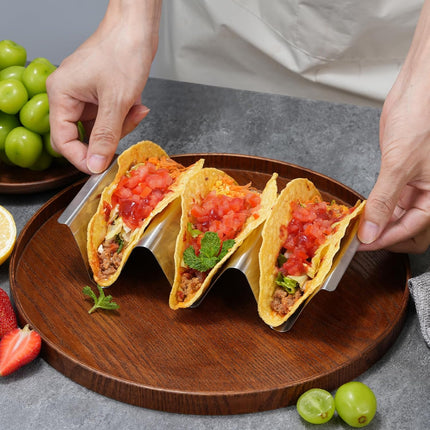 Taco Holder Stand, 6 Packs Stainless Steel Taco Rack Truck Tray Style, Oven, Grill and Dishwasher Safe.
