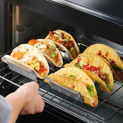 Taco Holder Stand, 6 Packs Stainless Steel Taco Rack Truck Tray Style, Oven, Grill and Dishwasher Safe.