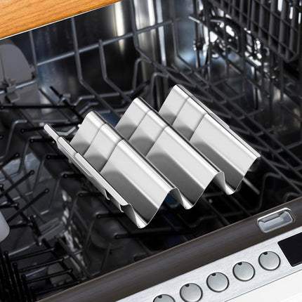 Taco Holder Stand, 6 Packs Stainless Steel Taco Rack Truck Tray Style, Oven, Grill and Dishwasher Safe.