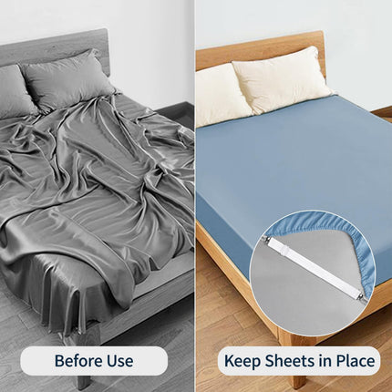Adjustable Elastic Sheet Straps Fasteners White 4Pcs and 2Pcs.