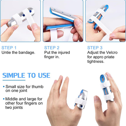 Finger Splint, 7PCS Finger Support Brace Finger Stabilizer for Broken Fingers Straightening Arthritis Knuckle Immobilization, Blue & Black.