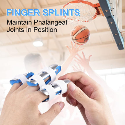 Finger Splint, 7PCS Finger Support Brace Finger Stabilizer for Broken Fingers Straightening Arthritis Knuckle Immobilization, Blue & Black.