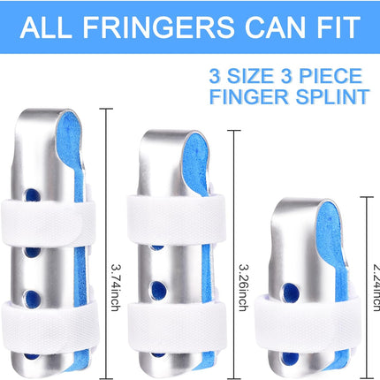 Finger Splint, 7PCS Finger Support Brace Finger Stabilizer for Broken Fingers Straightening Arthritis Knuckle Immobilization, Blue & Black.
