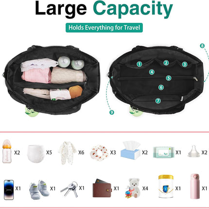 Diaper Bag Tote, Baby Diaper Tote Bags Crossbody Hospital Bag Travel Large Mommy Bag, with Silicone Pacifier Case.