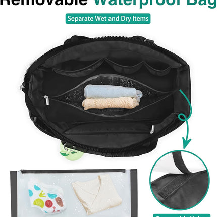 Diaper Bag Tote, Baby Diaper Tote Bags Crossbody Hospital Bag Travel Large Mommy Bag, with Silicone Pacifier Case.