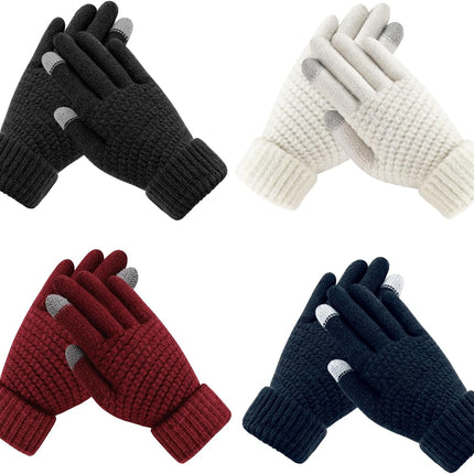 Winter Gloves for Women - Warm Womens Winter Gloves, Touchscreen Knit Glove with Elastic Cuff for Cold Weather