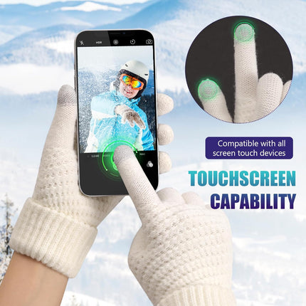 Winter Gloves for Women - Warm Womens Winter Gloves, Touchscreen Knit Glove with Elastic Cuff for Cold Weather.