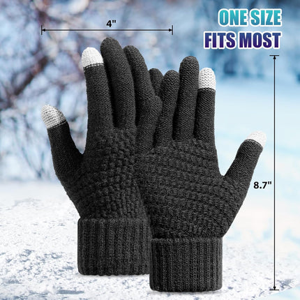 Winter Gloves for Women - Warm Womens Winter Gloves, Touchscreen Knit Glove with Elastic Cuff for Cold Weather.