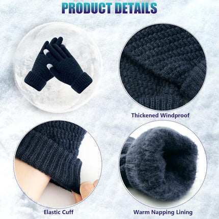 Winter Gloves for Women - Warm Womens Winter Gloves, Touchscreen Knit Glove with Elastic Cuff for Cold Weather.