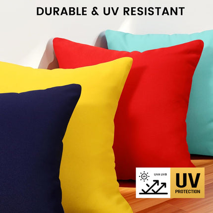 Outdoor Pillow Covers Set of 2, Decorative Farmhouse Waterproof Pillow Covers, Solid Linen Pillowcase Cushion Covers for Patio Garden Balcony Couch Sofa 18x18 inch, Yellow.