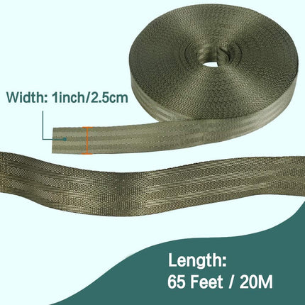 Tree Support Strap, 65 Feet x 1 inch Tree Straps for Staking, Nylon Plant Tie Rope for Support, Straightening (2200 Lbs Strength, Green).