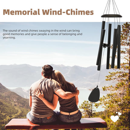 Wind-Chimes-Outdoor-Large-Decor, Deep Tone Soothing Melodic Tones Windchimes, Wind Chimes for Outside, Memorial Wind Chime Best Gift for Mom Women Grandma Neighbors（32" Black）.