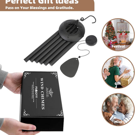 Wind-Chimes-Outdoor-Large-Decor, Deep Tone Soothing Melodic Tones Windchimes, Wind Chimes for Outside, Memorial Wind Chime Best Gift for Mom Women Grandma Neighbors（32" Black）.