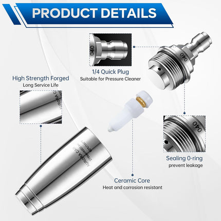 Stainless Steel Pressure Washer Tips Turbo Nozzle 4000 PSI Pressure Washer Rotating Turbo Nozzle, 360° Rotating Pressure Washer Nozzle with 1/4'' Quick Connect, 4.0 GPM 4.0 Orifice.