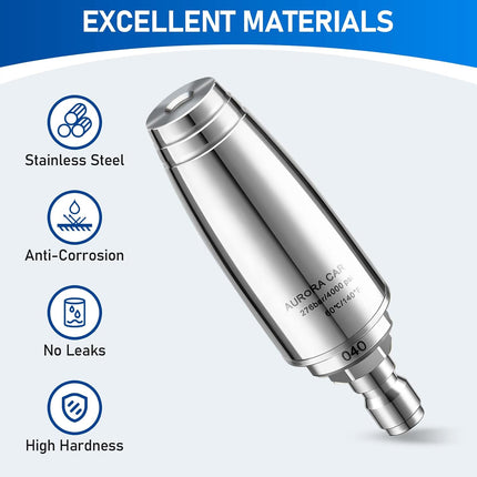 Stainless Steel Pressure Washer Tips Turbo Nozzle 4000 PSI Pressure Washer Rotating Turbo Nozzle, 360° Rotating Pressure Washer Nozzle with 1/4'' Quick Connect, 4.0 GPM 4.0 Orifice.
