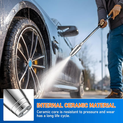 Stainless Steel Pressure Washer Tips Turbo Nozzle 4000 PSI Pressure Washer Rotating Turbo Nozzle, 360° Rotating Pressure Washer Nozzle with 1/4'' Quick Connect, 4.0 GPM 4.0 Orifice.