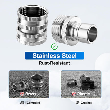 Quick Connect Hose Fittings, 3/4 Inch GHT Garden Hose Quick Connect Set, Stainless Steel Water Hose Fitting, 2 Pack.
