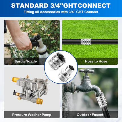 Quick Connect Hose Fittings, 3/4 Inch GHT Garden Hose Quick Connect Set, Stainless Steel Water Hose Fitting, 2 Pack.