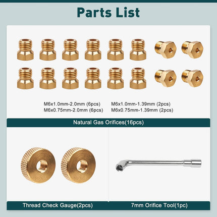Natural Gas Conversion Kit, Propane to NG Orifices Nozzle, for Blackstone 28'' & 36'' Griddles, Rangetop Combo, Tailgater, DIY Burner Replacement Parts.