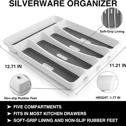 40-Piece Silverware Set with Organizer,  Heavy Duty Stainless Steel Flatware Set for 8, Food-Grade Tableware Cutlery Set, Utensil Sets for Home Restaurant, Mirror Finish, Dishwasher Safe.