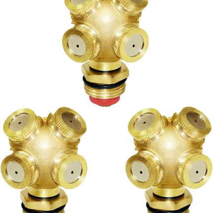 Brass Misting Spray Nozzle 1/2" NPT Male 4-Holes Garden Sprinklers Irrigation Connector Water Sprinklers Mister Heads Fitting with Filter Mesh (Pack of 3).
