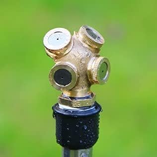 Brass Misting Spray Nozzle 1/2" NPT Male 4-Holes Garden Sprinklers Irrigation Connector Water Sprinklers Mister Heads Fitting with Filter Mesh (Pack of 3).