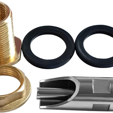 5PCS 1/2 Stainless Steel Automatic Pig Nipple Water Drinker Feeder Waterer + 5PCS 1/2 Female to 3/4 Male Brass Water Tank Connector Bulkhead Fitting Kit for Sows Piglets Drinking.