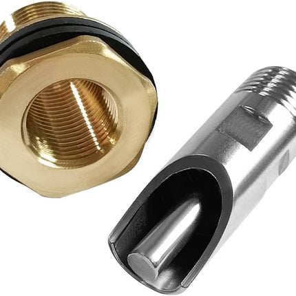 5PCS 1/2 Stainless Steel Automatic Pig Nipple Water Drinker Feeder Waterer + 5PCS 1/2 Female to 3/4 Male Brass Water Tank Connector Bulkhead Fitting Kit for Sows Piglets Drinking.