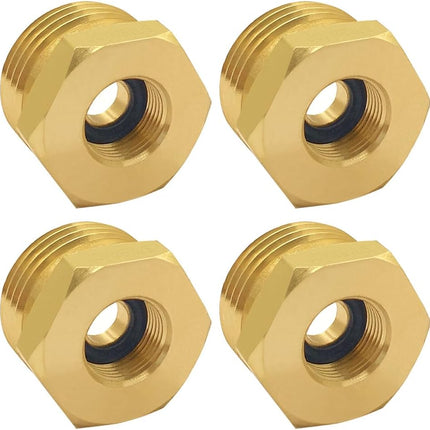 4PCS 3/4 GHT Male to 3/8 Compression Female Bushing Pipe Fitting, Brass Reducer Faucet Connector Water Hose Adapter, Garden Hose to Supply Line Adapter for RV Kitchen Bathroom Plumbing.