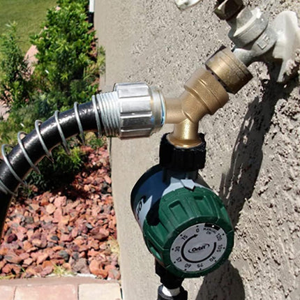 2PCS Brass 3/4" GHT Garden Hose Splitter Body Backyard 2 Way Y Shaped Connector Threaded Pipe Fitting Coupler Adapter with Washer.