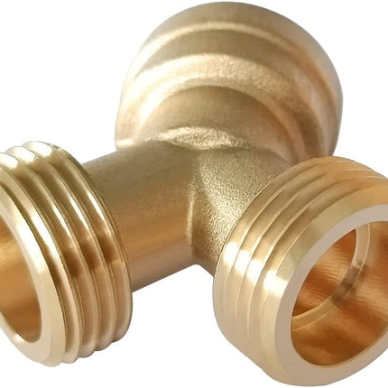 2PCS Brass 3/4" GHT Garden Hose Splitter Body Backyard 2 Way Y Shaped Connector Threaded Pipe Fitting Coupler Adapter with Washer.