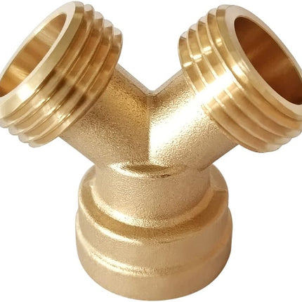 2PCS Brass 3/4" GHT Garden Hose Splitter Body Backyard 2 Way Y Shaped Connector Threaded Pipe Fitting Coupler Adapter with Washer.