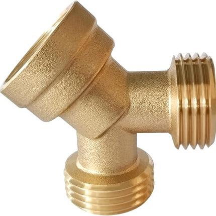 2PCS Brass 3/4" GHT Garden Hose Splitter Body Backyard 2 Way Y Shaped Connector Threaded Pipe Fitting Coupler Adapter with Washer.