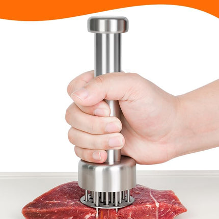 Meat Tenderizer Tool, 304 Stainless Steel, with 21 Needles & Retractable Safety Guard, for Tenderizing Beef, Turkey, Chicken, Steak, Dishwasher Safe.