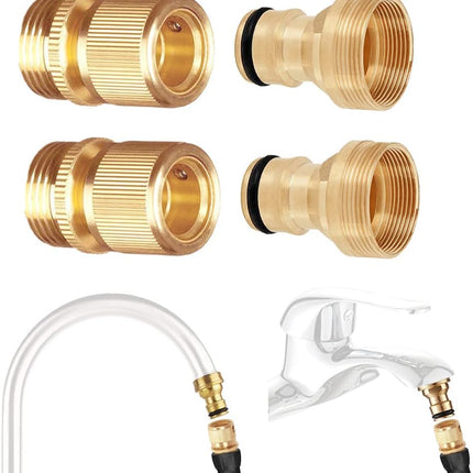2Set Faucet Quick Connect to Garden Hose 22mm Female x 24mm Male Thread to 3/4" GHT Male Thread Snap Adapter for Bathroom Kitchen Indoor Sink Faucet.