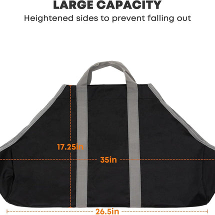 Canvas Firewood Carrier Bag, Durable Firepalce Log Tote with Handles for Wood Fire Stove, Outdoor Camping.