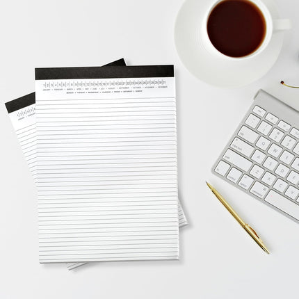 Legal Pads 8.5 x 11 with Date on Top, Narrow Ruled, White Note Pads College Ruled Writing Tablets for Office, School, 50 Sheets, 3 Pack.