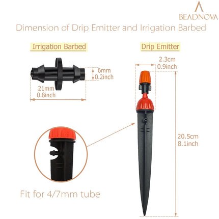 Irrigation Drippers 30pcs Drip Emitters for 1/4 Inch with Straight Coupling 360 Degree Micro Sprinkler Adjustable Drip Irrigation Heads Drippers for Garden Patio Lawn.