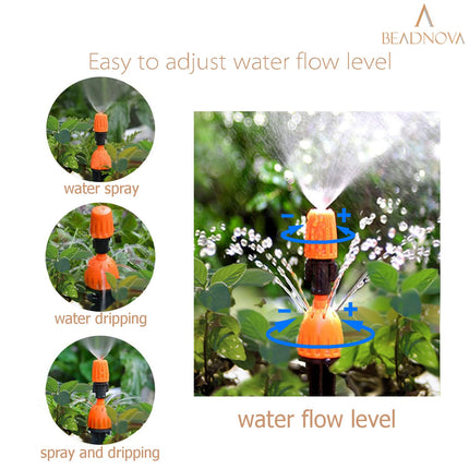 Irrigation Drippers 30pcs Drip Emitters for 1/4 Inch with Straight Coupling 360 Degree Micro Sprinkler Adjustable Drip Irrigation Heads Drippers for Garden Patio Lawn.
