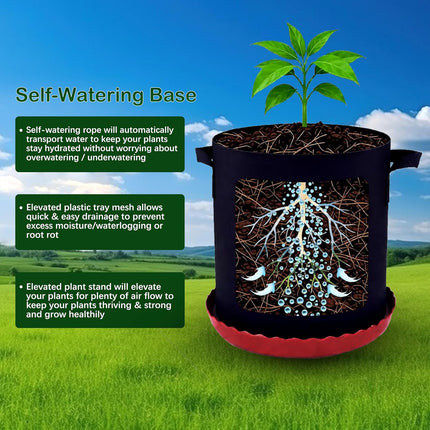 6 Pack 12 inch Self Watering Base for Fabric Grow Bag, Self-watering Plastic Elevated Plant Saucer Stand, Automatic Watering Tray for Non-woven Planter Flower Pot Growth Tent Greenhouse Indoor Outdoor.