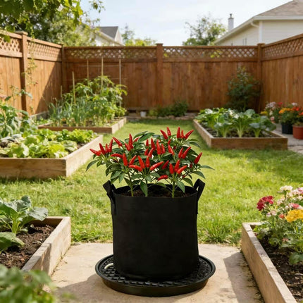 6 Pack 12 inch Self Watering Base for Fabric Grow Bag, Self-watering Plastic Elevated Plant Saucer Stand, Automatic Watering Tray for Non-woven Planter Flower Pot Growth Tent Greenhouse Indoor Outdoor.