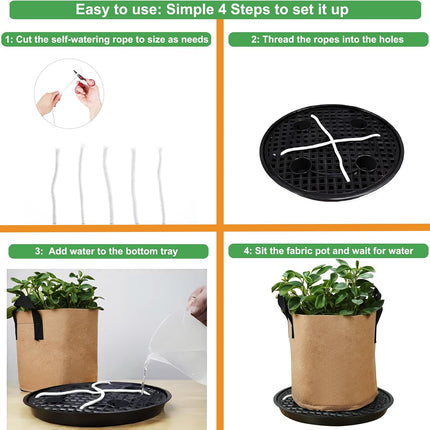 6 Pack 12 inch Self Watering Base for Fabric Grow Bag, Self-watering Plastic Elevated Plant Saucer Stand, Automatic Watering Tray for Non-woven Planter Flower Pot Growth Tent Greenhouse Indoor Outdoor.